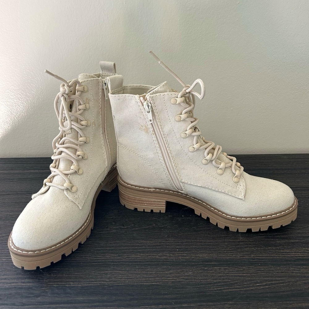 Universal Thread Combat Boots with Chunky Sole in Cream